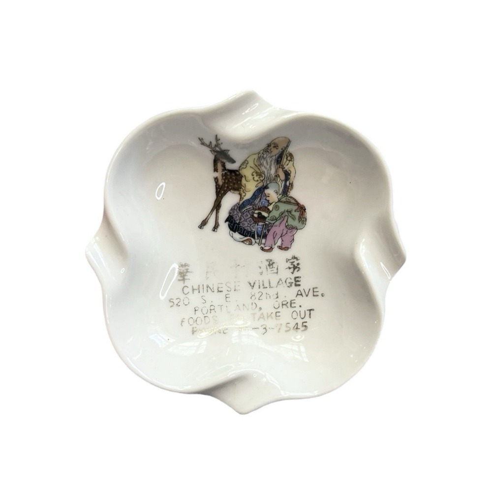 Vintage Louie Berkeley Chinese Village Ashtray Dish Portland Oregon Advertising